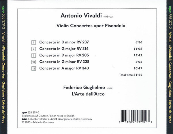 Antonio Vivaldi, Federico Guglielmo, L'Arte Dell'Arco – Violin Concertos _Per Pisendel_ (2025) - Back.jpg