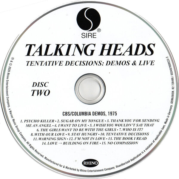 Talking Heads - Tentative decisions - Demos & Live (2026) - CD2.jpg