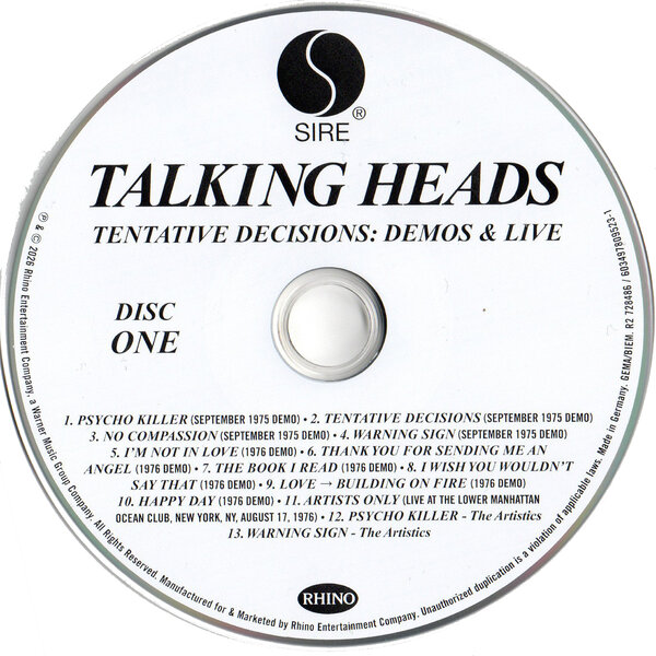 Talking Heads - Tentative decisions - Demos & Live (2026) - CD1.jpg