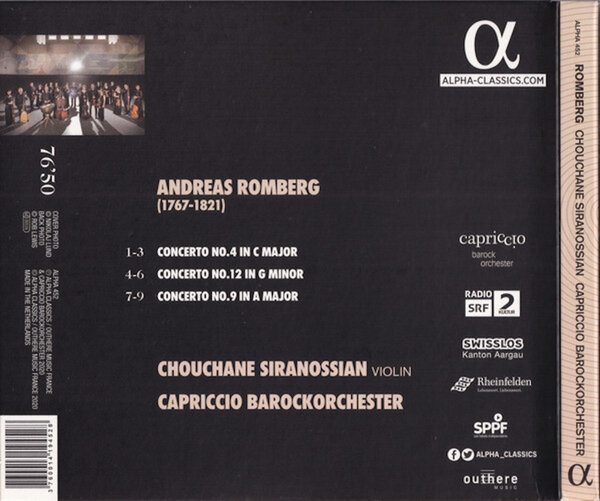 Chouchane Siranossian, Capriccio Barockorchester - Andreas Romberg- Violin Concertos (2020) - Back.jpg