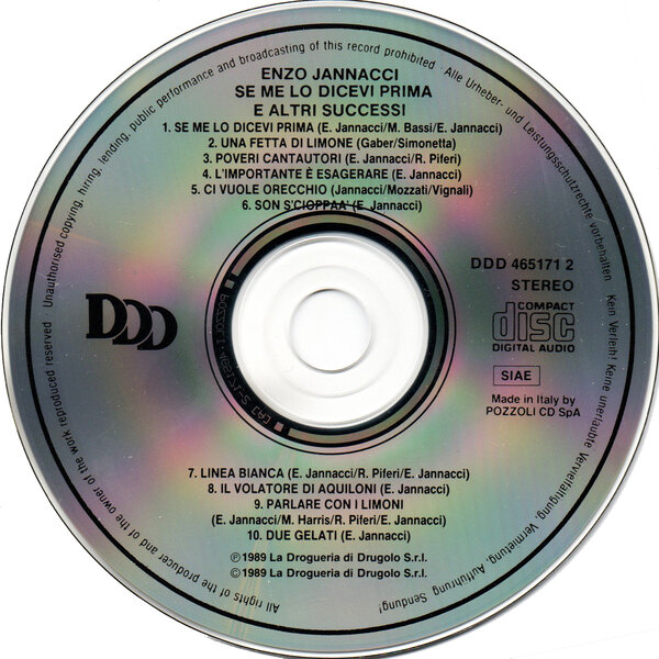 Enzo Jannacci - Se me lo dicevi prima e altri successi (1989) - CD.jpg