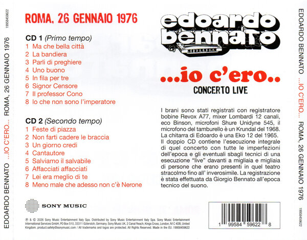 Edoardo Bennato - ...io c'ero... Roma, 26 Gennaio 1976 (2026) - Back.jpg